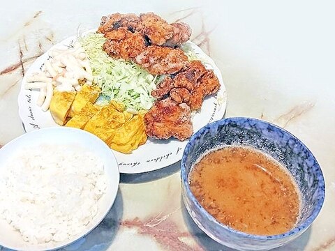 我が家の…鶏モモで作る!つけ麺ならぬつけカラ♪